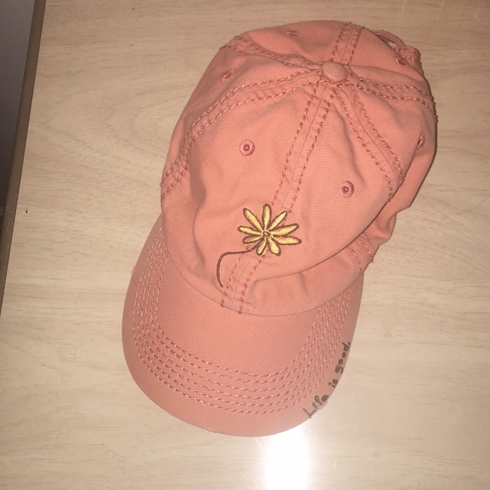 Salmon Colored Life is Good Baseball Cap